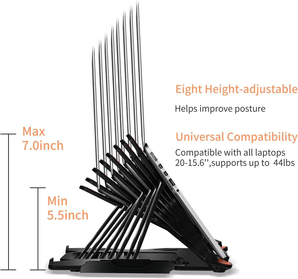 STRIFF Laptop Tabletop Stand, Adjustable Laptop Computer Stand, Multi-Angle, Portable Foldable Laptop Riser Notebook Holder Compatible for 9 to 15.6 Laptops (Black)