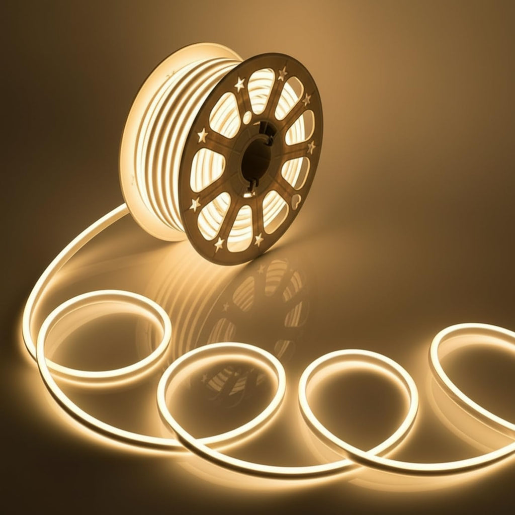 16.4 Feet Neon LED Strip Lights, with 12V Adapter, Waterproof IP65, Silicone Flexible Rope Light for Home Décor | Led Strip Lights | Neon Lights | Strip Lights | 5 Meter | (WARM-WHITE02)