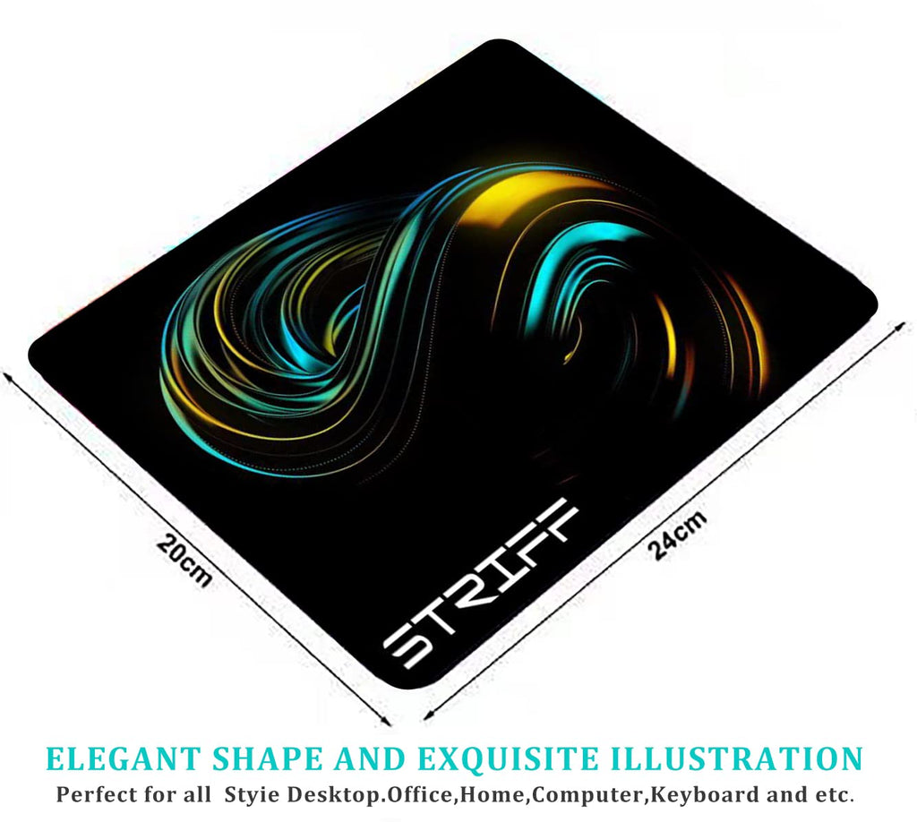 STRIFF Mousepad Mouse Mat 230X190X2mm Mouse Pad Gaming/Mouse pad for Laptop Non-Slip Rubber Base, Waterproof Surface, Premium-Textured, Compatible with Laser and Optical Mice(Black)(Pack of 2)