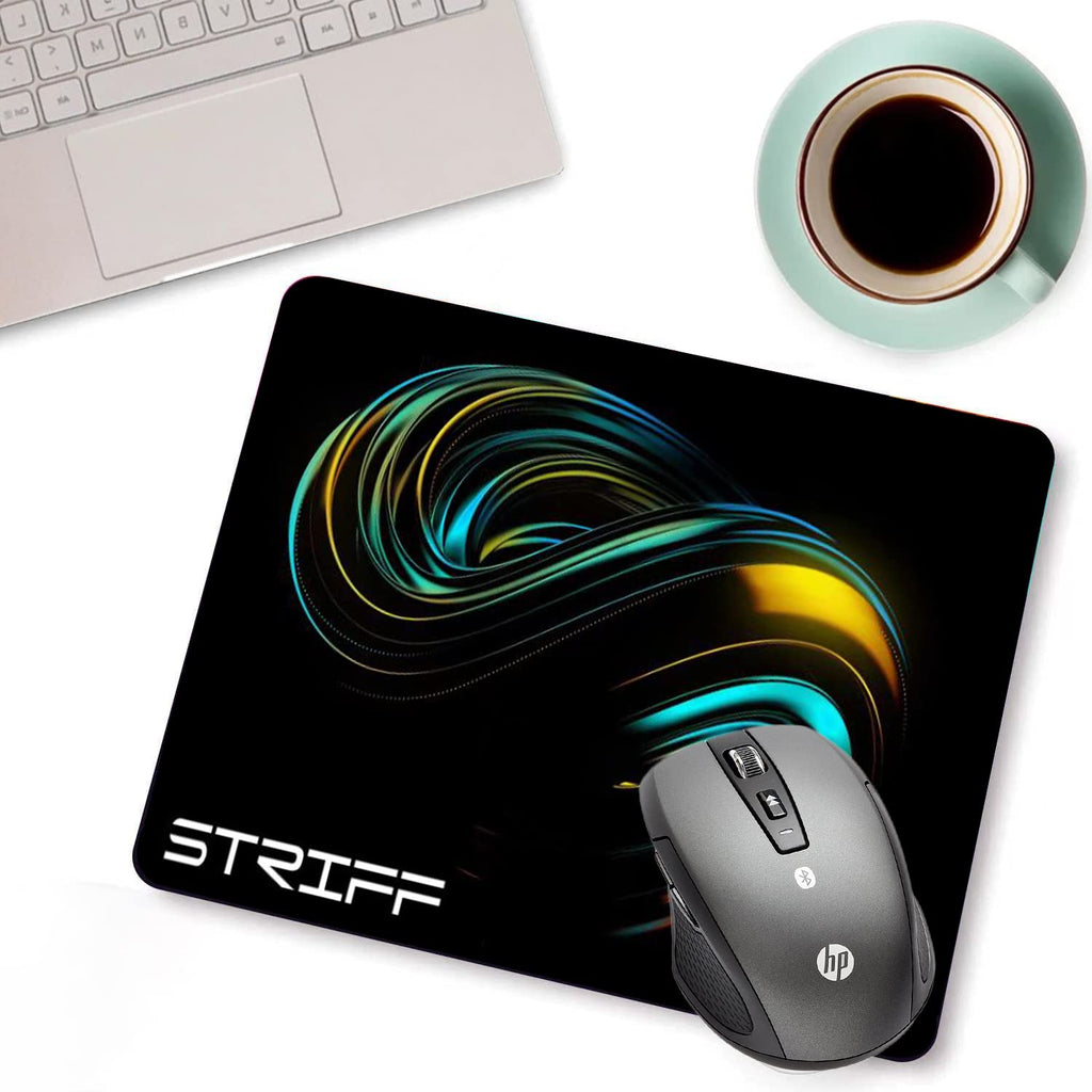 STRIFF Mousepad Mouse Mat 230X190X2mm Mouse Pad Gaming/Mouse pad for Laptop Non-Slip Rubber Base, Waterproof Surface, Premium-Textured, Compatible with Laser and Optical Mice(Black)(Pack of 2)