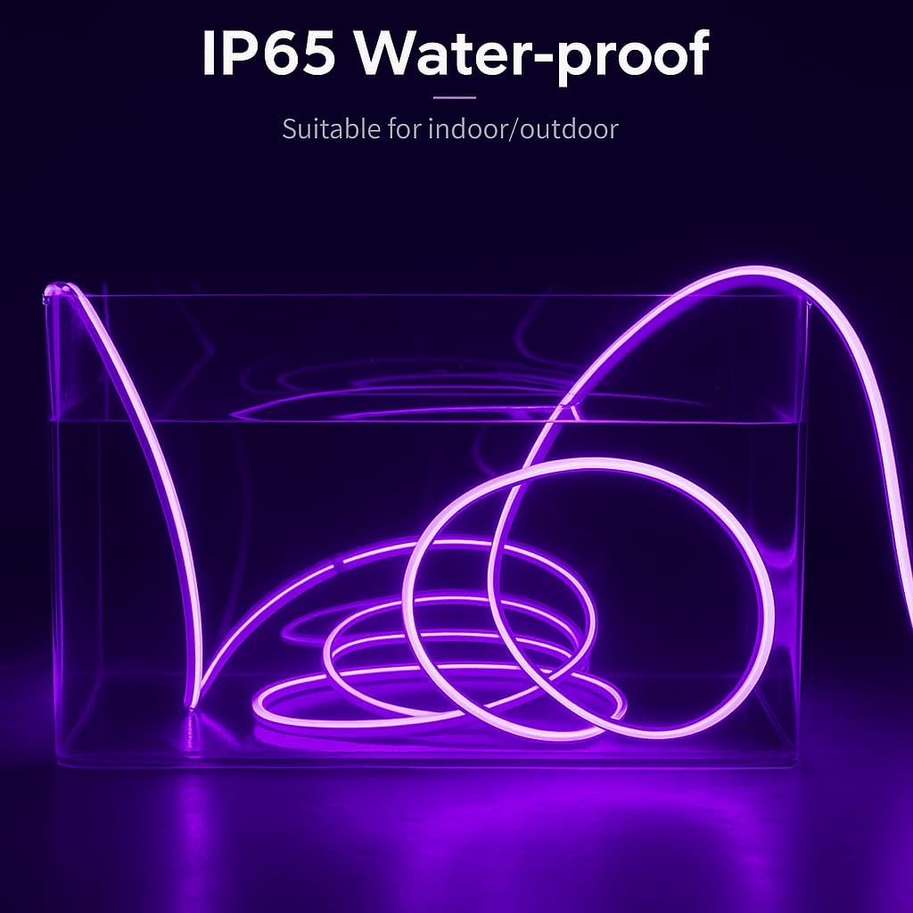 16.4 Feet Neon LED Strip Lights, with 12V Adapter, Waterproof IP65, Silicone Flexible Rope Light for Home Décor | Led Strip Lights | Neon Lights | Strip Lights | 5 Meter | (WARM-WHITE02)