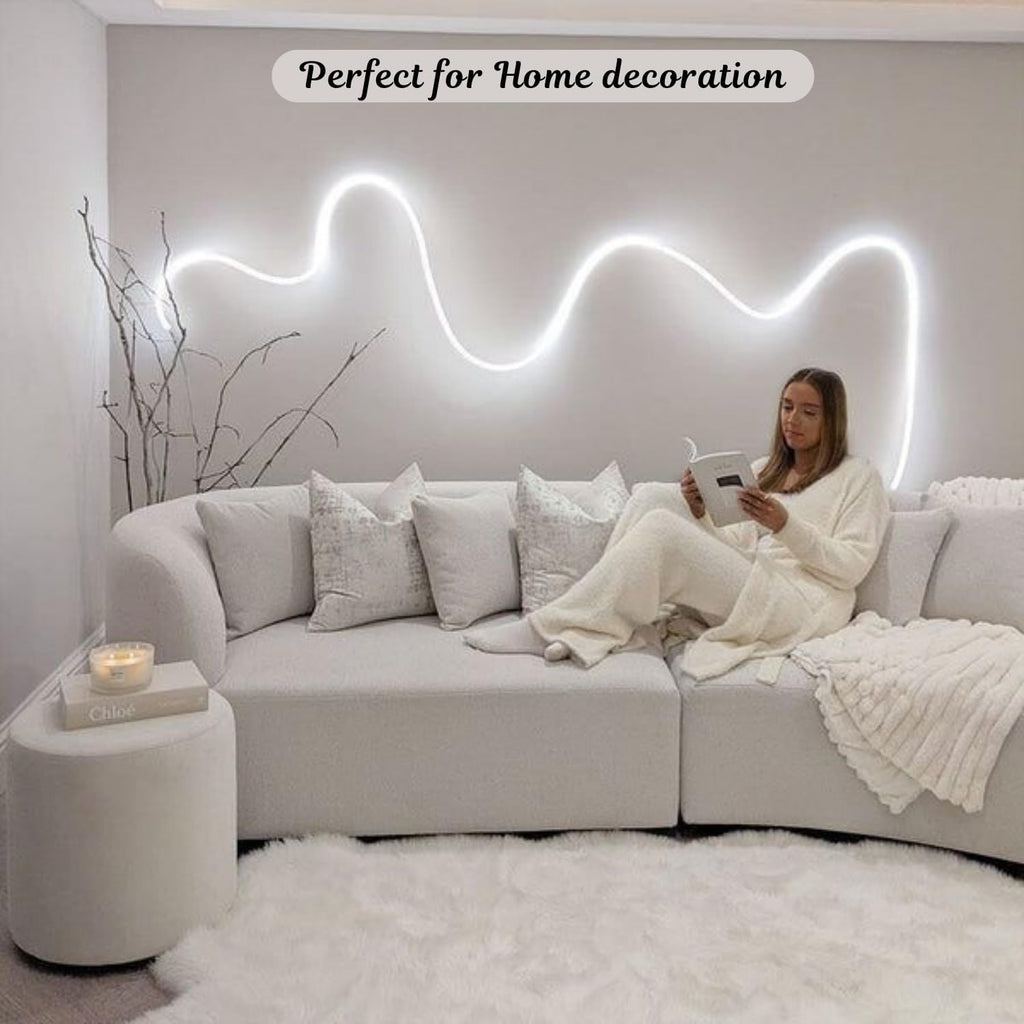 16.4 Feet Neon LED Strip Lights, with 12V Adapter, Waterproof IP65, Silicone Flexible Rope Light for Home Décor | Led Strip Lights | Neon Lights | Strip Lights | 5 Meter | (WARM-WHITE02)