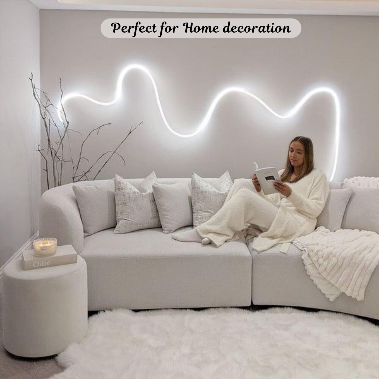 16.4 Feet Neon LED Strip Lights, with 12V Adapter, Waterproof IP65, Silicone Flexible Rope Light for Home Décor | Led Strip Lights | Neon Lights | Strip Lights | 5 Meter | (WARM-WHITE02)