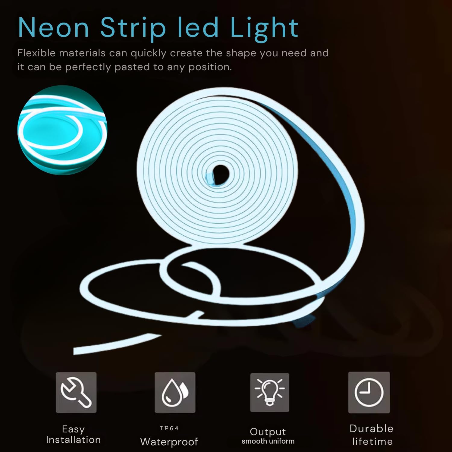 16.4 Feet Neon LED Strip Lights, with 12V Adapter, Waterproof IP65, Silicone Flexible Rope Light for Home Décor | Led Strip Lights | Neon Lights | Strip Lights | 5 Meter | (WARM-WHITE02)