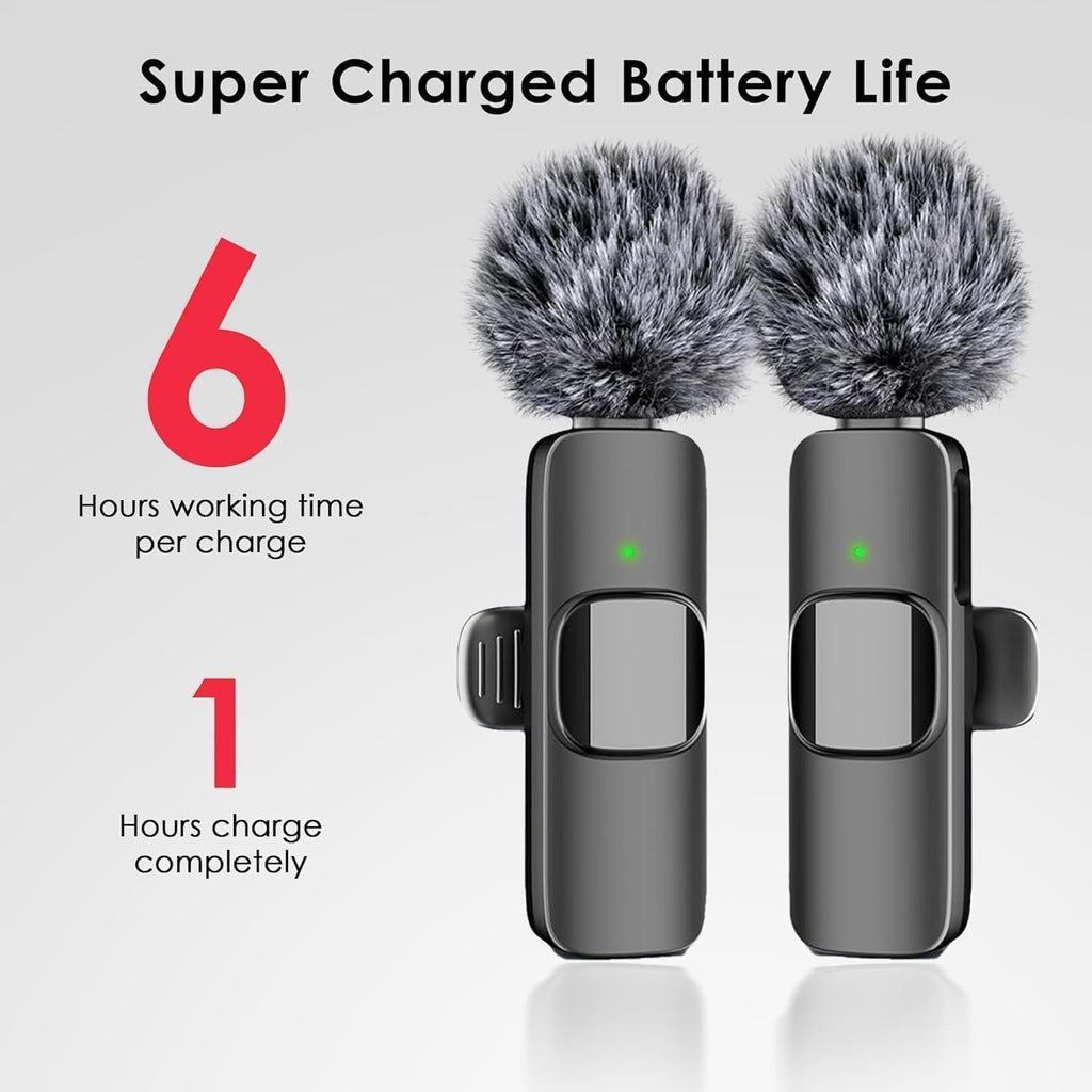 Elebase K9 Dual Wireless Lavalier Microphone for Android/iPhone – 3-in-1 Collar Mic with USB-C & Lightning Plug | Furry Windscreens | Noise Cancellation, Vlogging, YouTube, Interviews, Reels