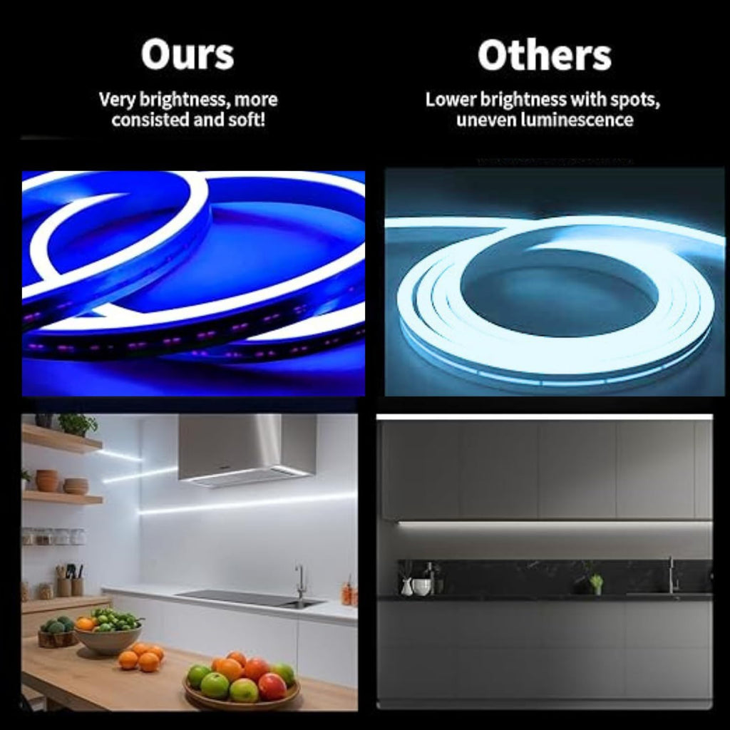 16.4 Feet Neon LED Strip Lights, with 12V Adapter, Waterproof IP65, Silicone Flexible Rope Light for Home Décor | Led Strip Lights | Neon Lights | Strip Lights | 5 Meter | (WARM-WHITE02)