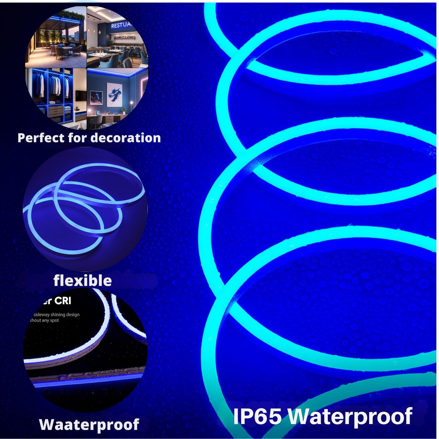16.4 Feet Neon LED Strip Lights, with 12V Adapter, Waterproof IP65, Silicone Flexible Rope Light for Home Décor | Led Strip Lights | Neon Lights | Strip Lights | 5 Meter | (WARM-WHITE02)