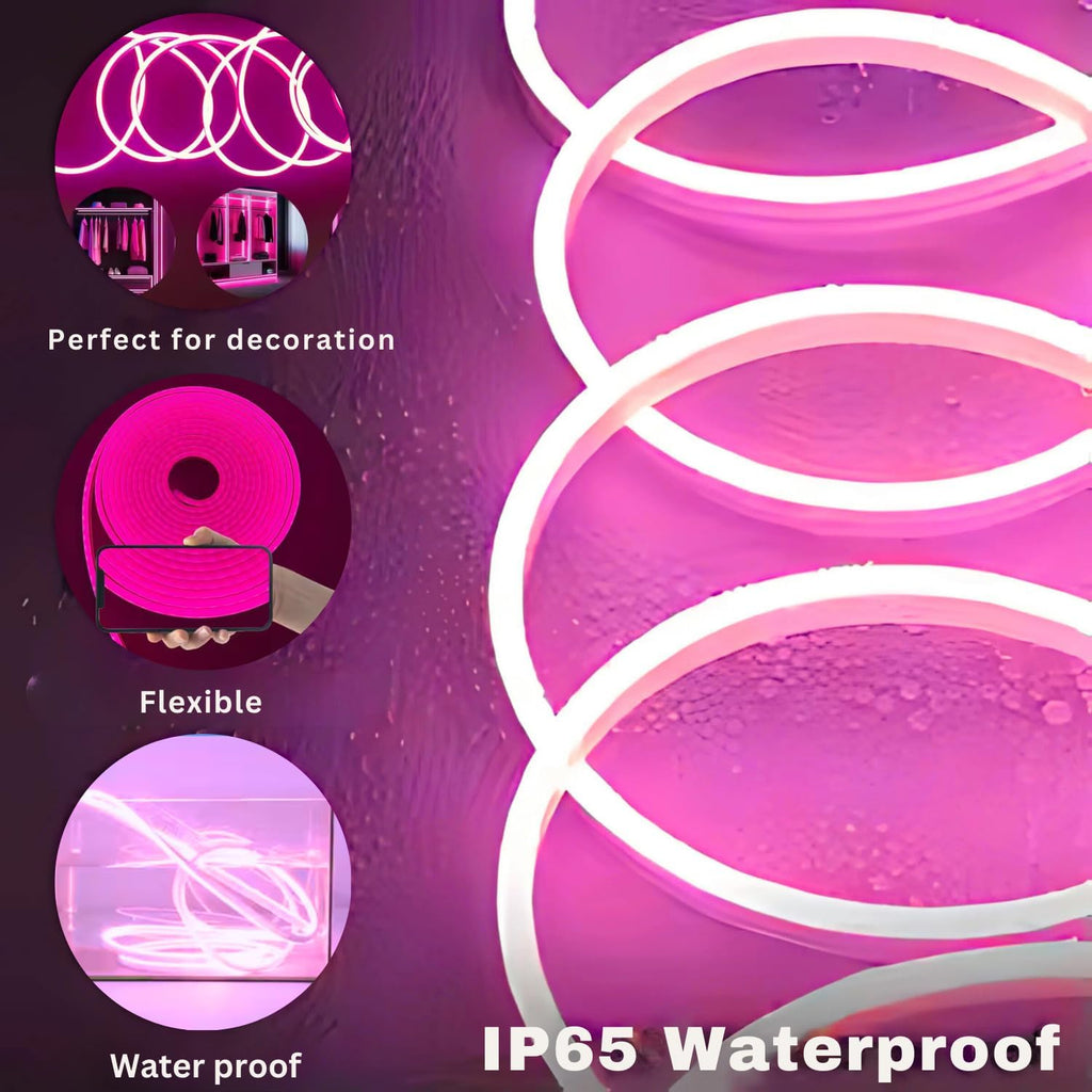 16.4 Feet Neon LED Strip Lights, with 12V Adapter, Waterproof IP65, Silicone Flexible Rope Light for Home Décor | Led Strip Lights | Neon Lights | Strip Lights | 5 Meter | (WARM-WHITE02)