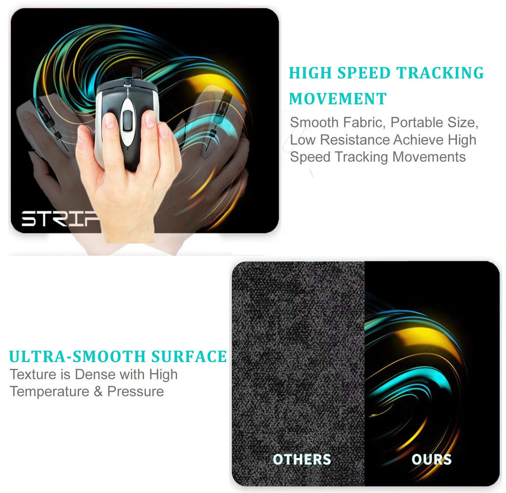 STRIFF Mousepad Mouse Mat 230X190X2mm Mouse Pad Gaming/Mouse pad for Laptop Non-Slip Rubber Base, Waterproof Surface, Premium-Textured, Compatible with Laser and Optical Mice(Black)(Pack of 2)