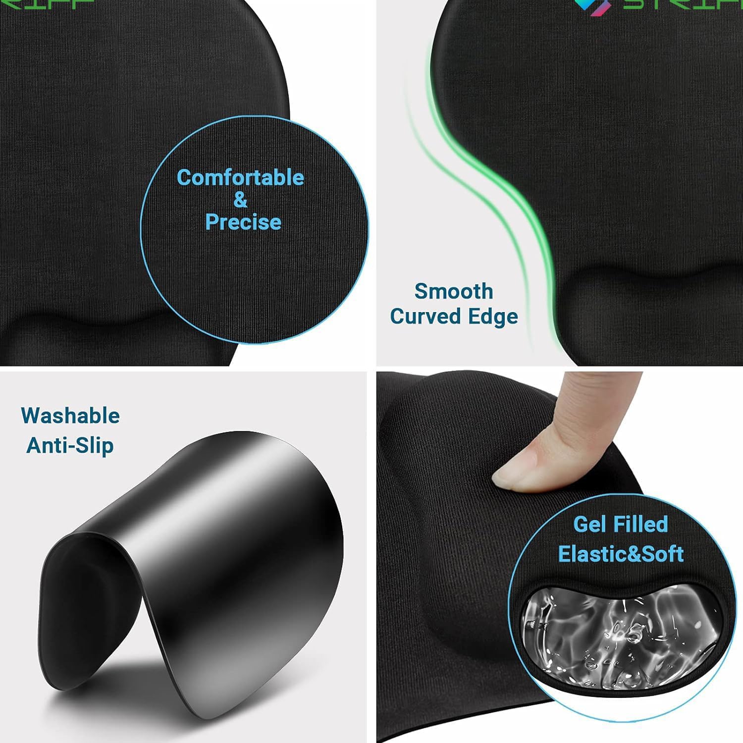 STRIFF Mousepad Mouse Mat 230X190X2mm Mouse Pad Gaming/Mouse pad for Laptop Non-Slip Rubber Base, Waterproof Surface, Premium-Textured, Compatible with Laser and Optical Mice(Black)(Pack of 2)