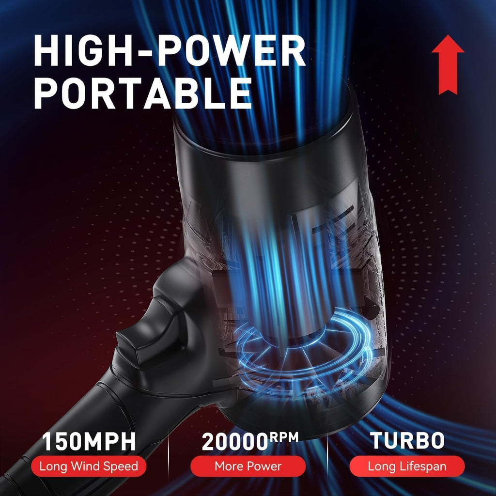 primehaven Turbodry Car Dryer, Turboglass Car Blower, Turbo Glass Blower, Portable Cordless Turbodry Plus Car Dryer, High Pressure Air Blower, Handheld Powerful Car Dryer|Rechargeable (Turbodry Car Dryer)(Double battery)