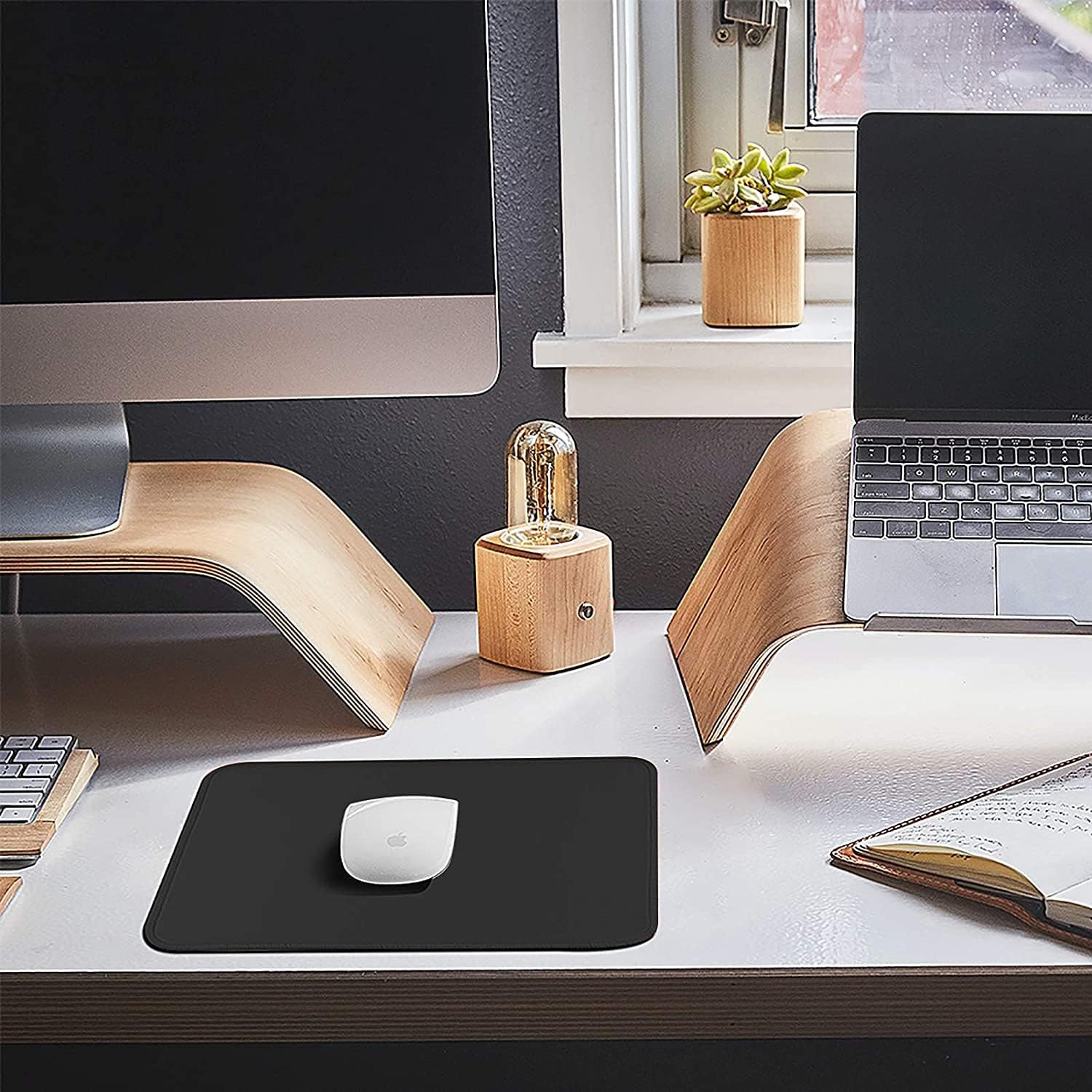 STRIFF Mousepad Mouse Mat 230X190X2mm Mouse Pad Gaming/Mouse pad for Laptop Non-Slip Rubber Base, Waterproof Surface, Premium-Textured, Compatible with Laser and Optical Mice(Black)(Pack of 2)
