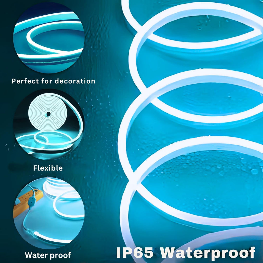 16.4 Feet Neon LED Strip Lights, with 12V Adapter, Waterproof IP65, Silicone Flexible Rope Light for Home Décor | Led Strip Lights | Neon Lights | Strip Lights | 5 Meter | (WARM-WHITE02)