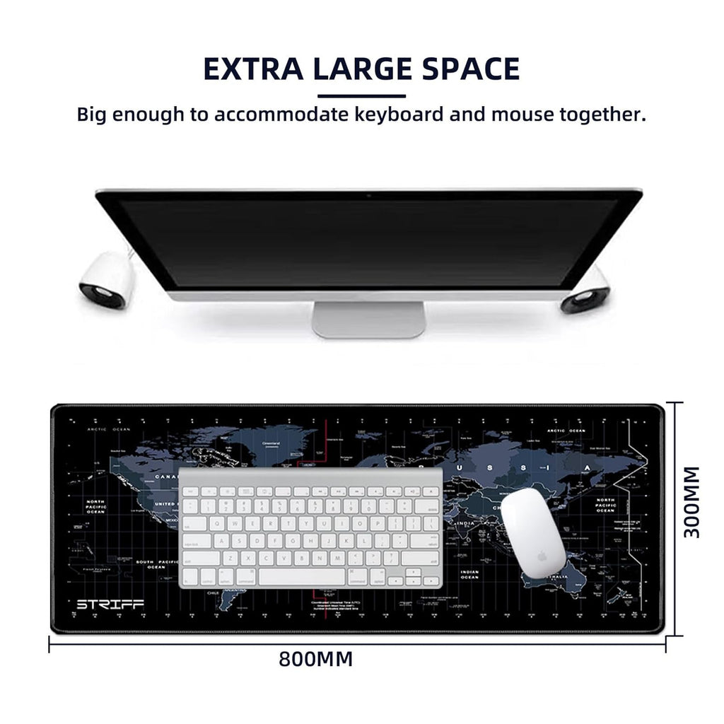 STRIFF Mousepad Mouse Mat 230X190X2mm Mouse Pad Gaming/Mouse pad for Laptop Non-Slip Rubber Base, Waterproof Surface, Premium-Textured, Compatible with Laser and Optical Mice(Black)(Pack of 2)