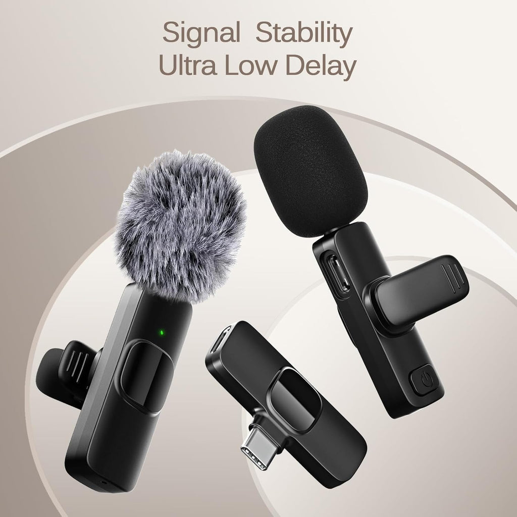 Elebase K9 Dual Wireless Lavalier Microphone for Android/iPhone – 3-in-1 Collar Mic with USB-C & Lightning Plug | Furry Windscreens | Noise Cancellation, Vlogging, YouTube, Interviews, Reels
