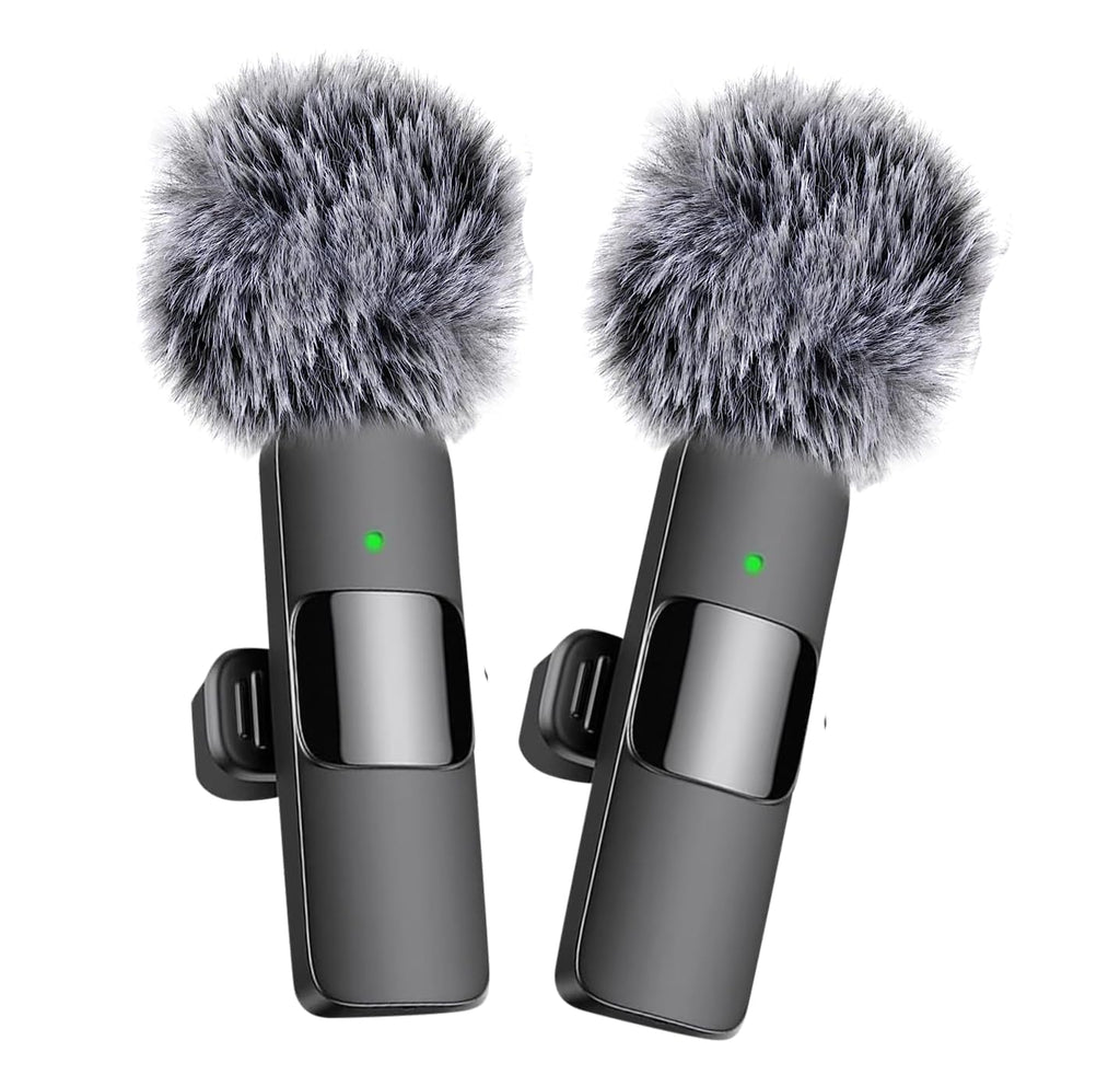 Elebase K9 Dual Wireless Lavalier Microphone for Android/iPhone – 3-in-1 Collar Mic with USB-C & Lightning Plug | Furry Windscreens | Noise Cancellation, Vlogging, YouTube, Interviews, Reels