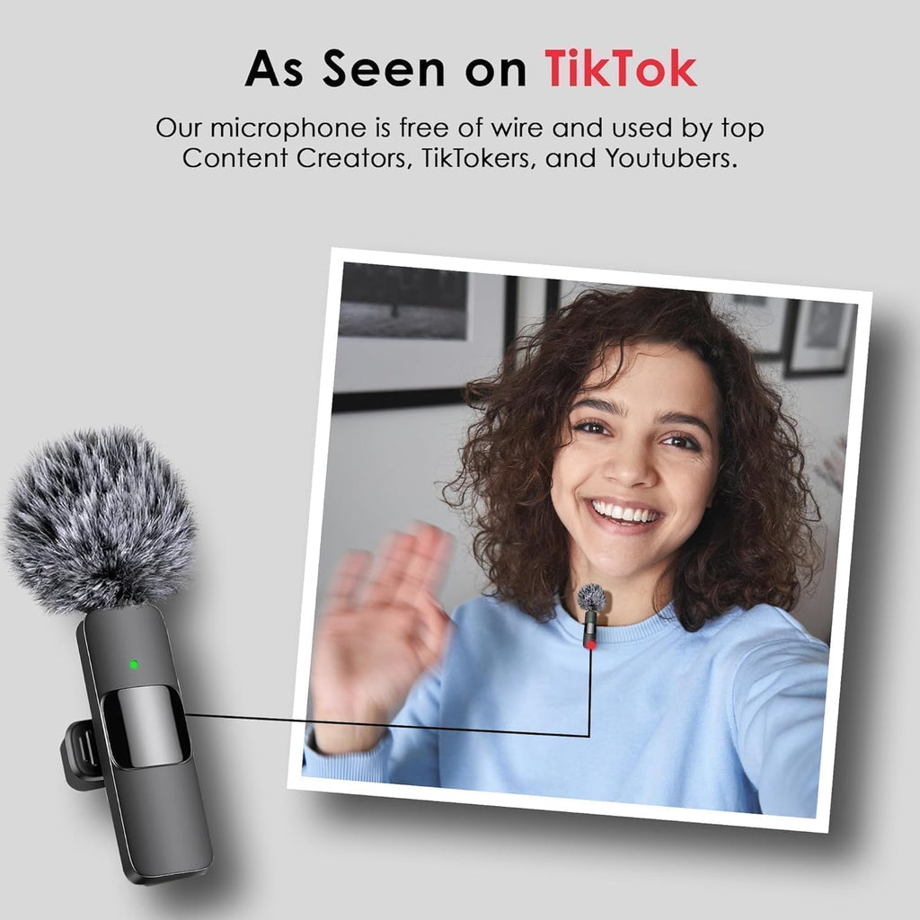 Elebase K9 Dual Wireless Lavalier Microphone for Android/iPhone – 3-in-1 Collar Mic with USB-C & Lightning Plug | Furry Windscreens | Noise Cancellation, Vlogging, YouTube, Interviews, Reels