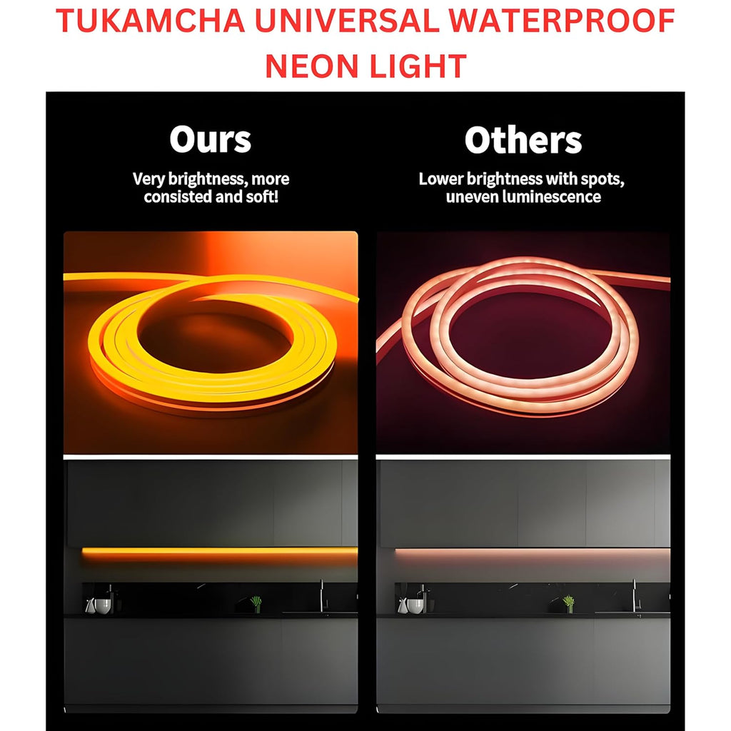 16.4 Feet Neon LED Strip Lights, with 12V Adapter, Waterproof IP65, Silicone Flexible Rope Light for Home Décor | Led Strip Lights | Neon Lights | Strip Lights | 5 Meter | (WARM-WHITE02)